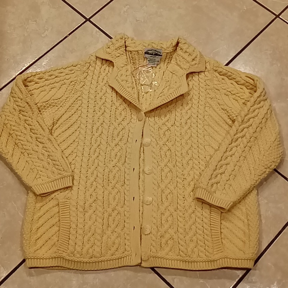 Aran Crafts Women’s Wool Fisherman Cardigan sz XXL